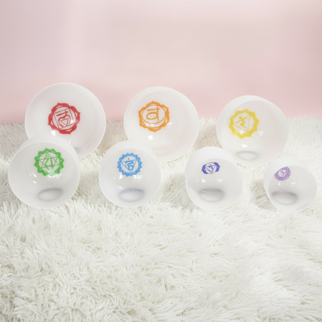 Milky White with Chakra Symbols Set