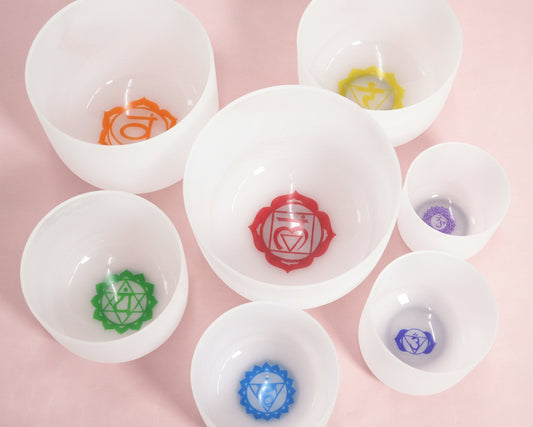 Milky White with Chakra Symbols Set
